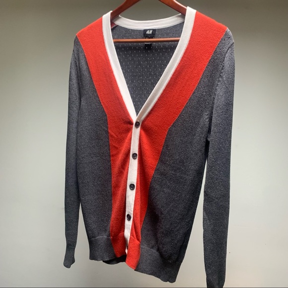 Striking Orange & White Mesh-Textured Cardigan SM - Picture 2 of 10